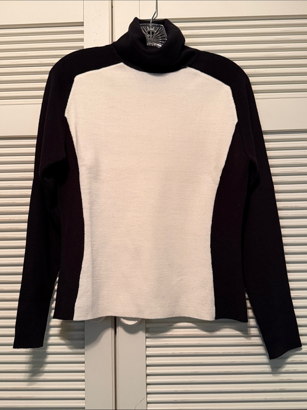OBERMEYER Vintage Black and White Colorblock Turtleneck Ski Sweater